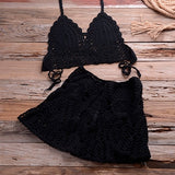 Crochet Women Bikini Top and Skirt Set