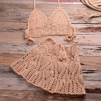 Crochet Women Bikini Top and Skirt Set
