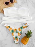 Sexy Vintage Banana Print Bikini Set  Swimwear Women Push Up Bikini