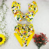 Two-Pieces Women Floral 2020 Push-Up Padded Bra Ruffles Bandage Bikini Set Swimsuit Swimwear Bathing Suit Beachwear Biquini