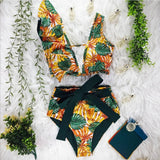 Two-Pieces Women Floral 2020 Push-Up Padded Bra Ruffles Bandage Bikini Set Swimsuit Swimwear Bathing Suit Beachwear Biquini