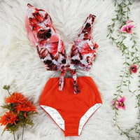 Two-Pieces Women Floral 2020 Push-Up Padded Bra Ruffles Bandage Bikini Set Swimsuit Swimwear Bathing Suit Beachwear Biquini