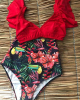 Multicolor Floral Ruffled Bikini Set Women