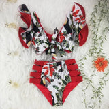 Multicolor Floral Ruffled Bikini Set Women