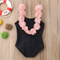 3D Floral Straps Girl Bathing Suit Backless Swimsuit Swimwear Swimming Suit Children Beach Wear