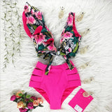 Multicolor Floral Ruffled Bikini Set Women