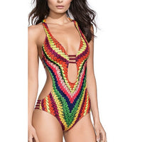 Multicolor Monokini With Push Up Padded Bra Swimwear Swimsuit