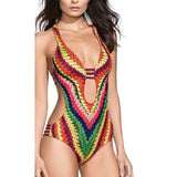 Multicolor Monokini With Push Up Padded Bra Swimwear Swimsuit