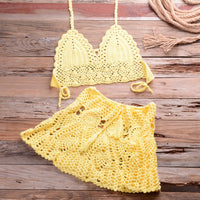 Crochet Women Bikini Top and Skirt Set
